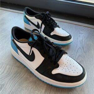 Nike Air Black and White Shoes with Blue Highlights